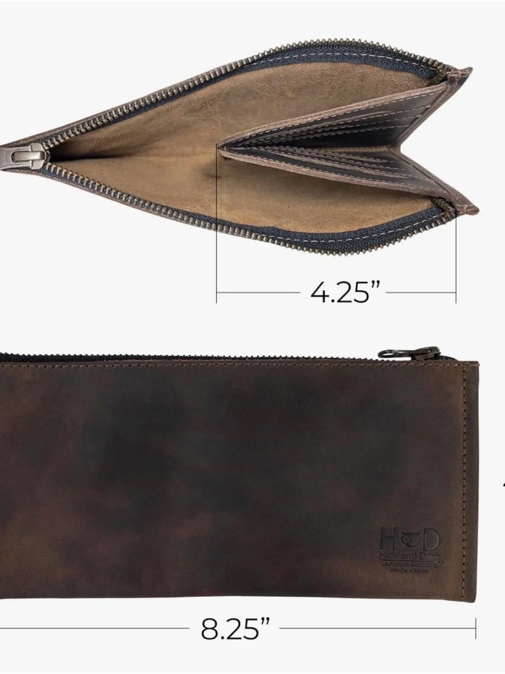 Men's Black Leather Zip Wallet with Leather Tag Accent